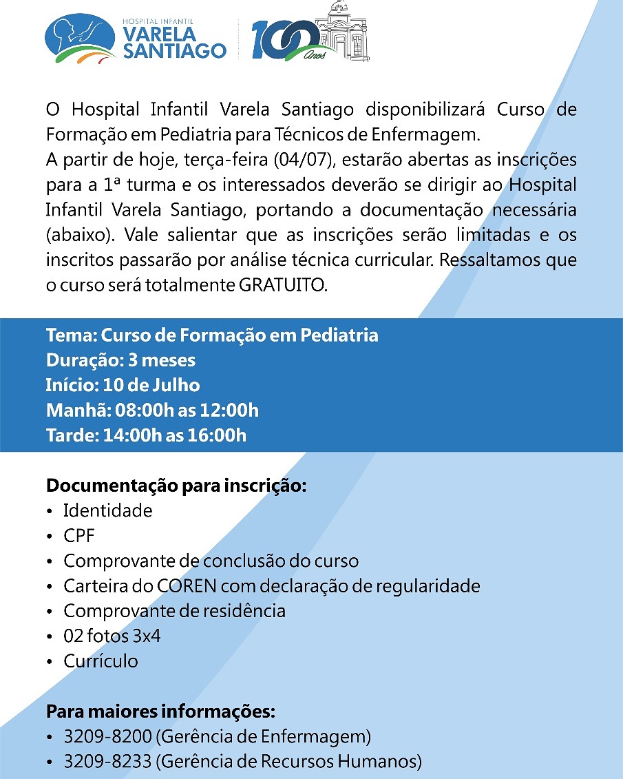 Curso de Formação em Pediatria para Técnicos de Enfermagem